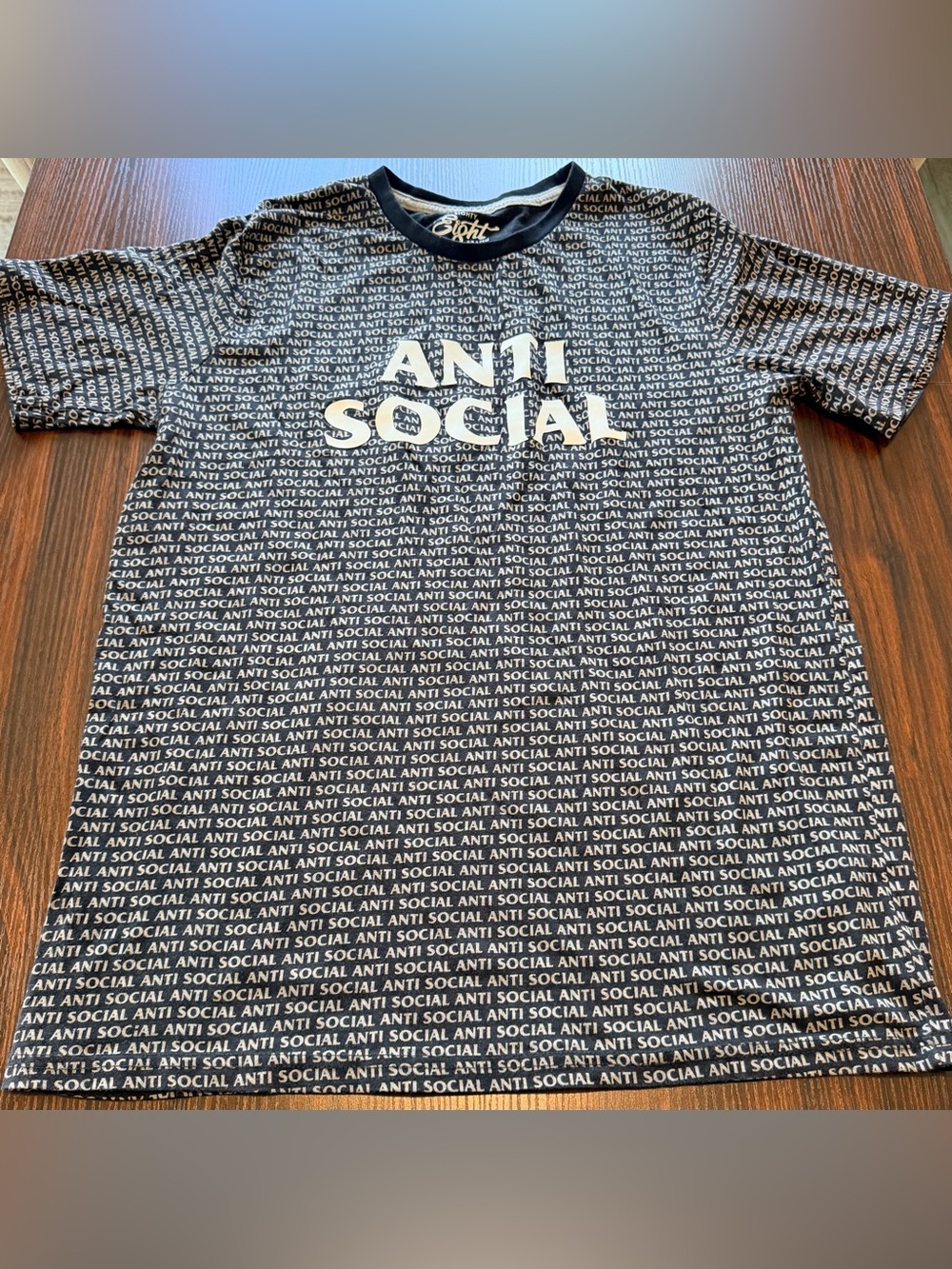 Eighty Eight Brand Mens Black White Anti Social All Over Graphic T-Shirt Size XL